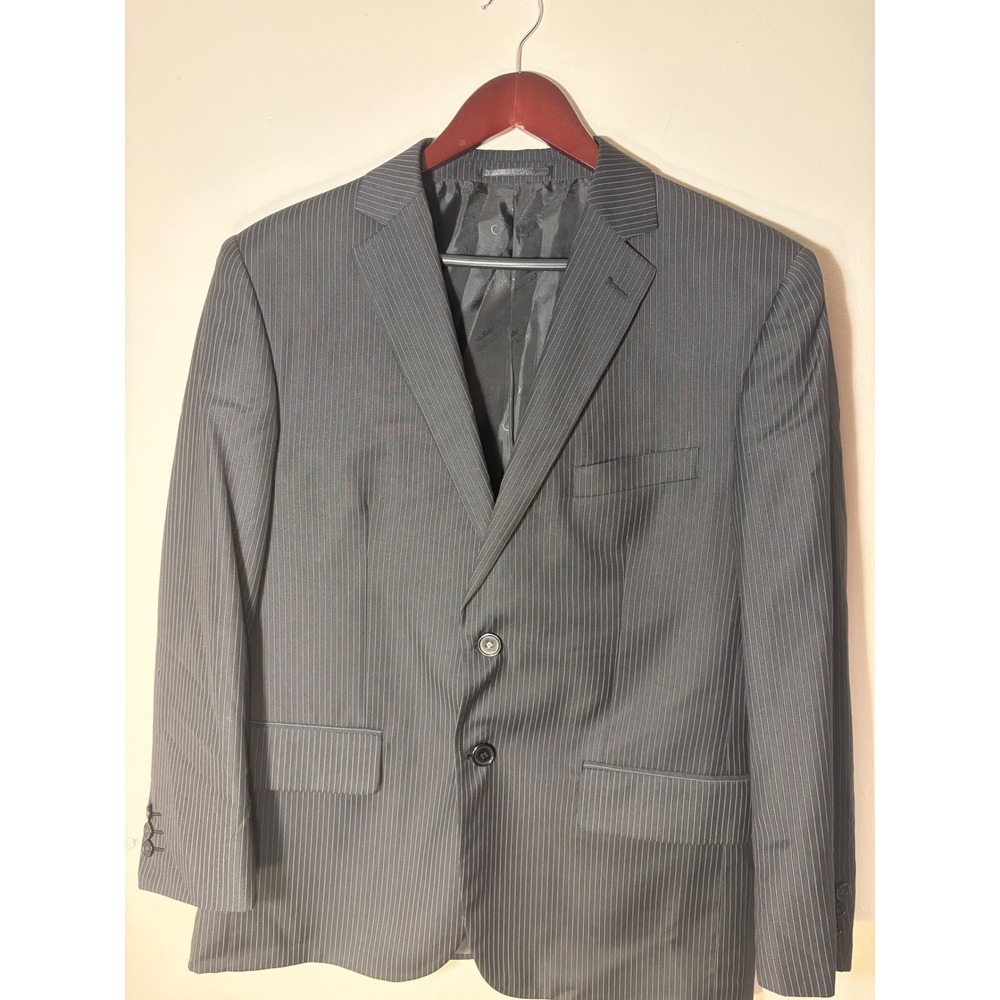 Carlo Lusso Mens Charcoal Grey Pinstripe 2 Button Suit Set Size 40S Blazer Pant